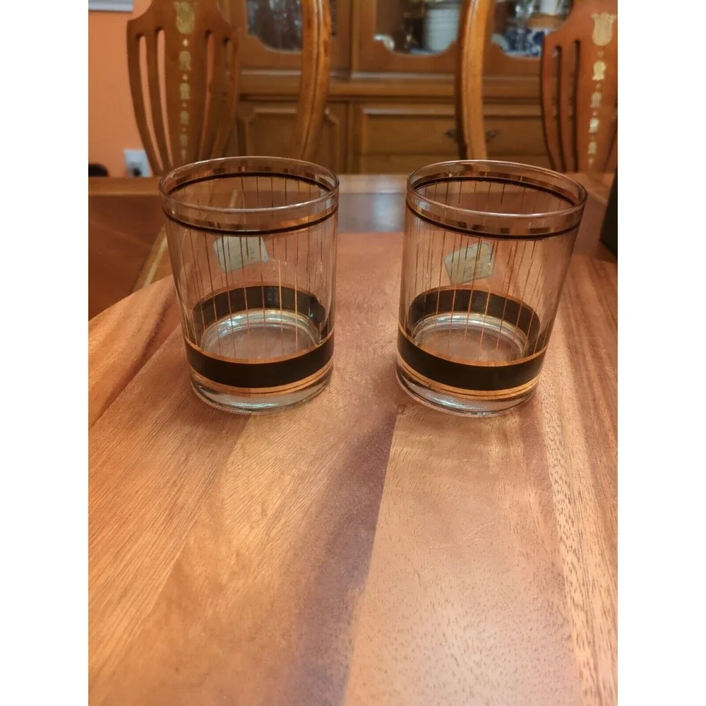 Set of 2 Vtg Culver Devon Whiskey Old Fashioned Glasses